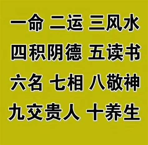 六名七相八敬神 什么意思|【命理風水】 一命二運三風水四積德五讀書六名七相。